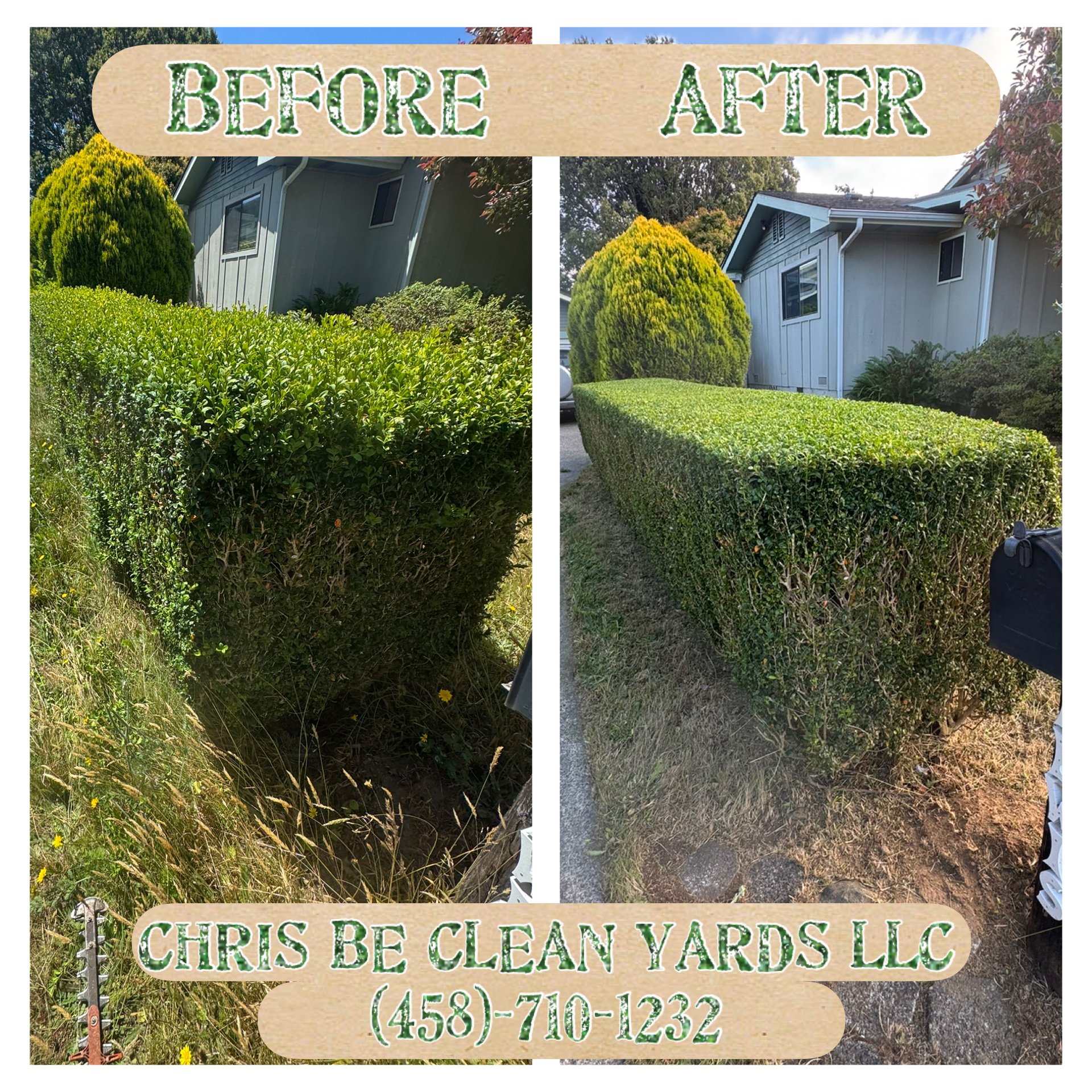 Mulching and bed care before and after