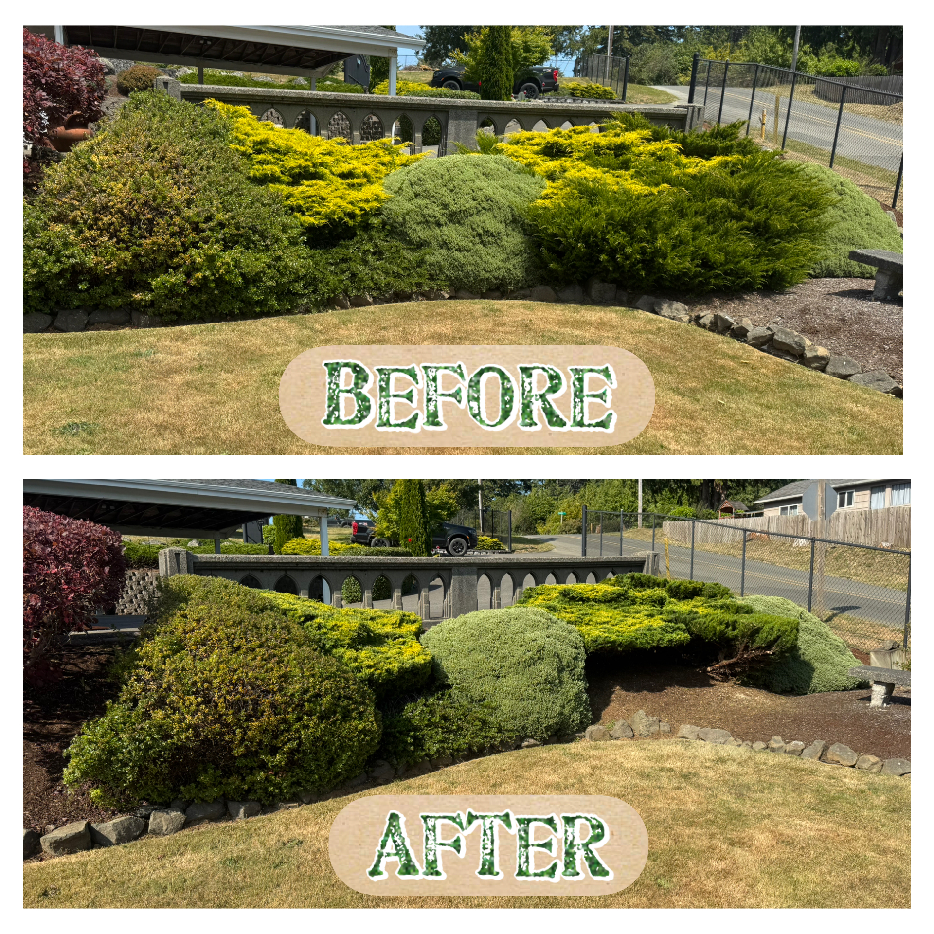 Landscape cleanup before and after
